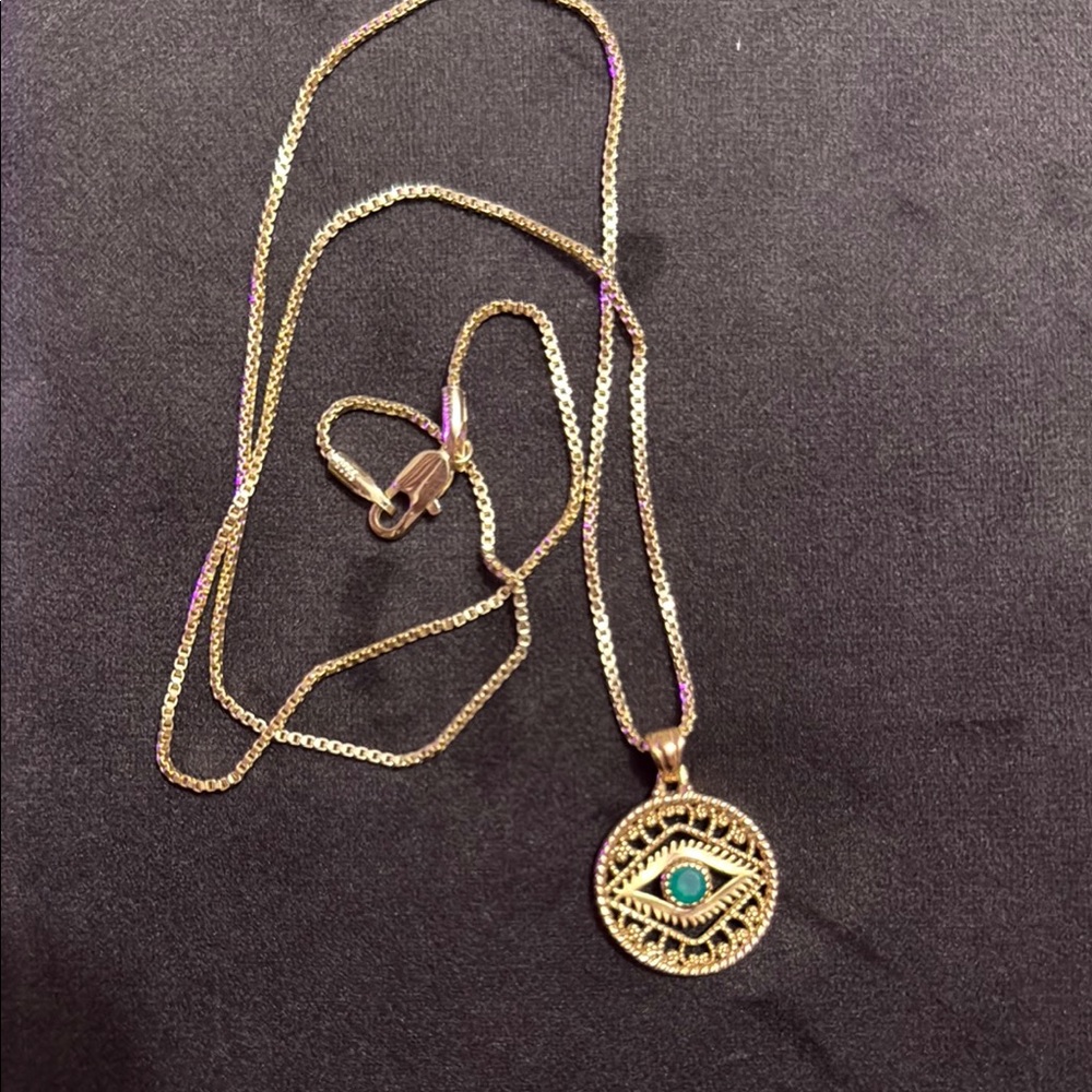 Green onyx Evil Eye Necklace